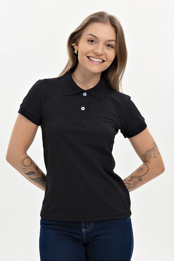 Camisa Polo Feminina Cor- Preta - Uniblu - UNB