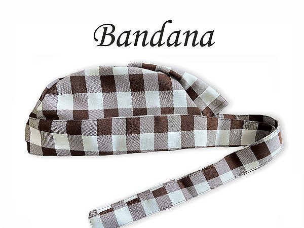 Bandana - Touca Pirata Xadrez Marrom - Uniblu