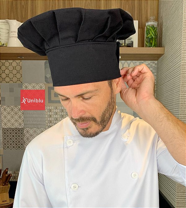 Touca Chefe - Preta ( unisex ) uniblu