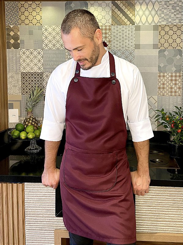 Avental Gourmet - Microfibra Italiana Bordô - Uniblu - Personalizado