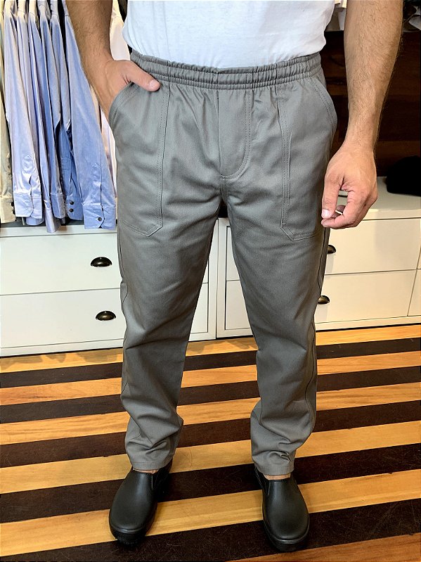 Calça Profissional Cintura Elástico cor- Cinza - Uniblu