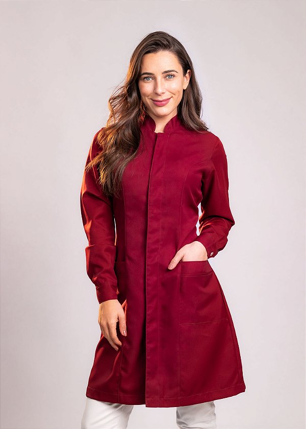 Jaleco Imperatriz Slim - Bordô Rubi- Uniblu