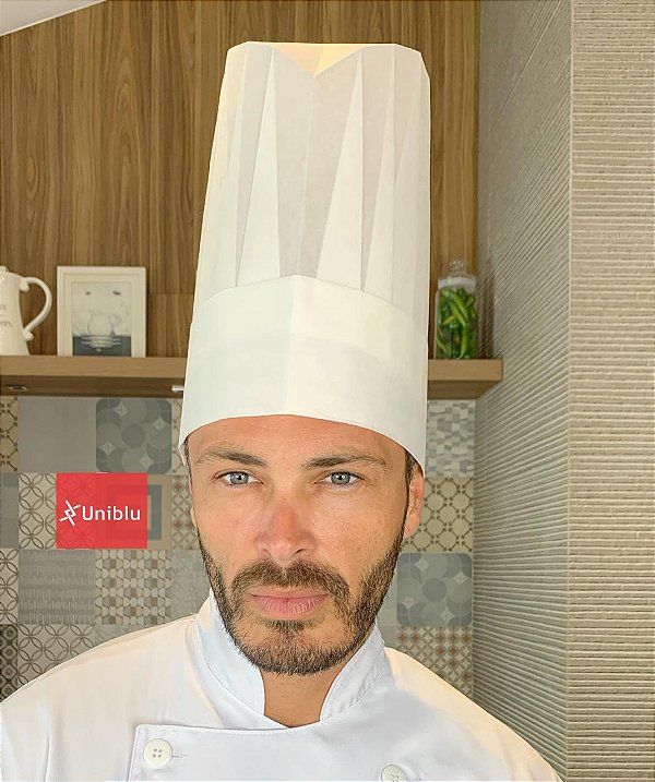 Touca Toque Blanch - Chapéu Cozinheiro - Modelo com Pregas Uniblu