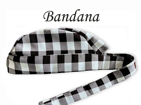 Bandana - Touca Pirata Xadrez Preto - ( unisex ) -  Uniblu
