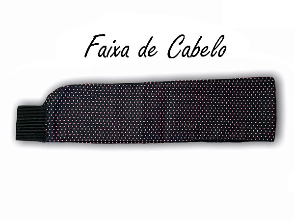 Faixa de Cabelo - Preto com Poá Rosa - Uniblu