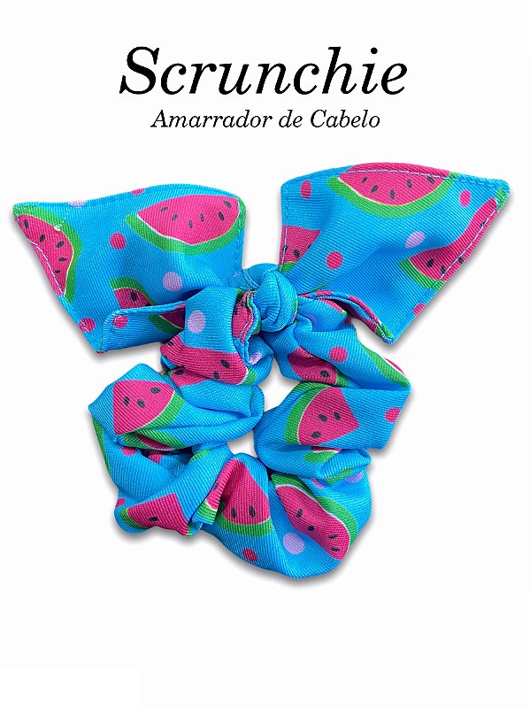 Scrunchie - Amarrador de cabelo Melancias Azul