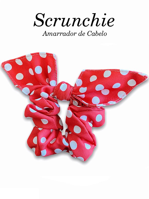 Scrunchie - Amarrador de cabelo Poá Vermelho - uniblu