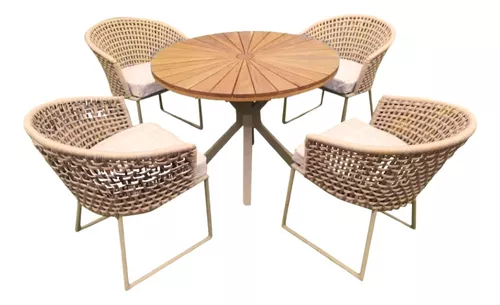 Conjunto com 4 cadeiras minas em corda náutica