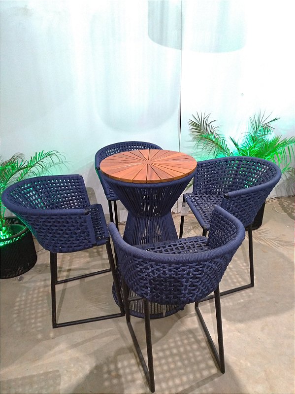 Conjunto bistrô em corda náutica