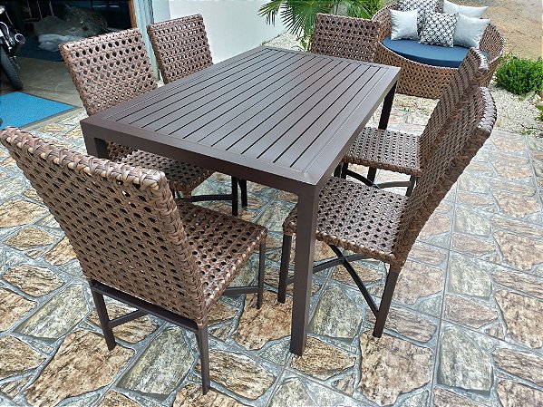 Conjunto de mesa de jantar com 6 cadeiras