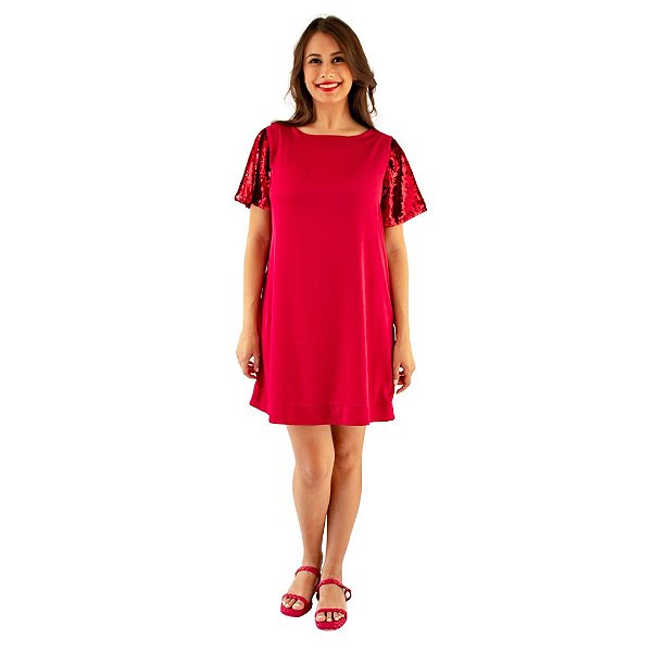 VESTIDO MANGA PAETE
