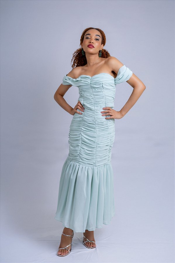 VESTIDO SEREIA DRAPEADO EMELY