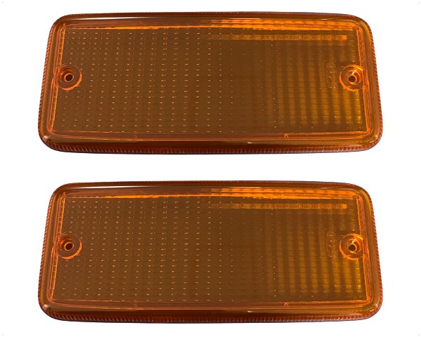 02 Lente Lanterna Dianteira Frontal Plástica Laranja Para Caminhão Vw 680 7110 13130 8100 35300