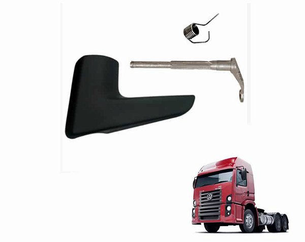 Kit maçaneta interna porta c/ mola e alavanca - grafite - Lado Motorista LE - VW Constelation - 2R2837115A 2R2837296