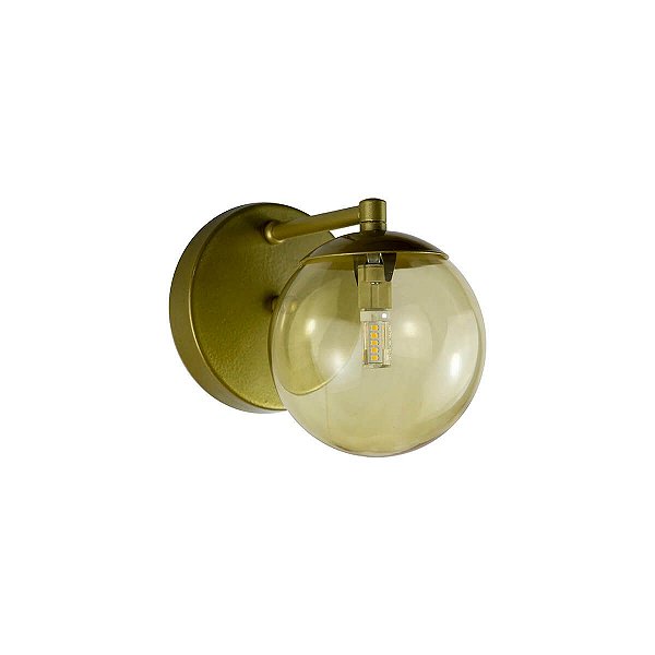 Arandela Figo OURO com Globo de Vidro Âmbar