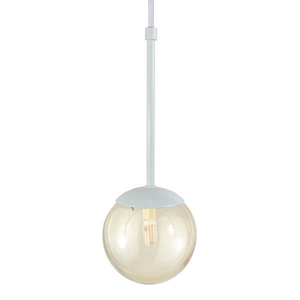 Pendente Globo Esfera de Vidro 12cm - BRANCO - Vidro Ambar