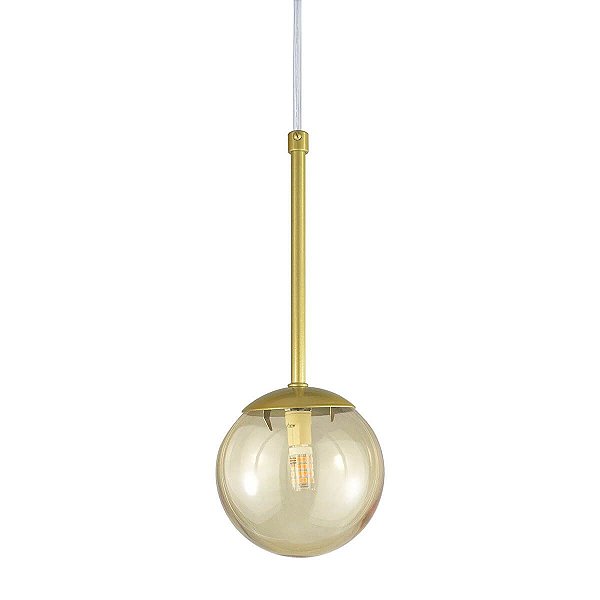 Pendente Globo Esfera de Vidro 12cm - OURO - Vidro Âmbar