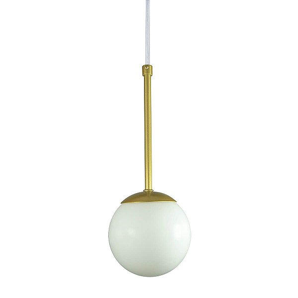 Pendente Globo Esfera de Vidro 12cm - OURO - Vidro Branco