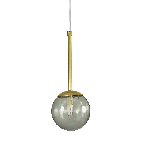 Pendente Globo Esfera de Vidro 12cm - OURO - Vidro Fumê