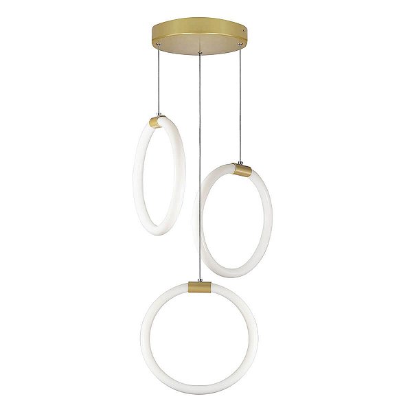 Lustre 3 pendente Circular AURA 25cm - OURO - LED 45w 6000k