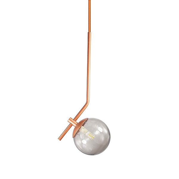 Lustre Pendente ON LY - BRONZE com globo de vidro Fumê