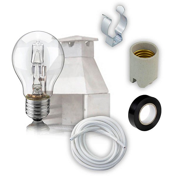 Kit Lâmpada 220v, Fio, Isolante, soquete, P/ Churrasqueira
