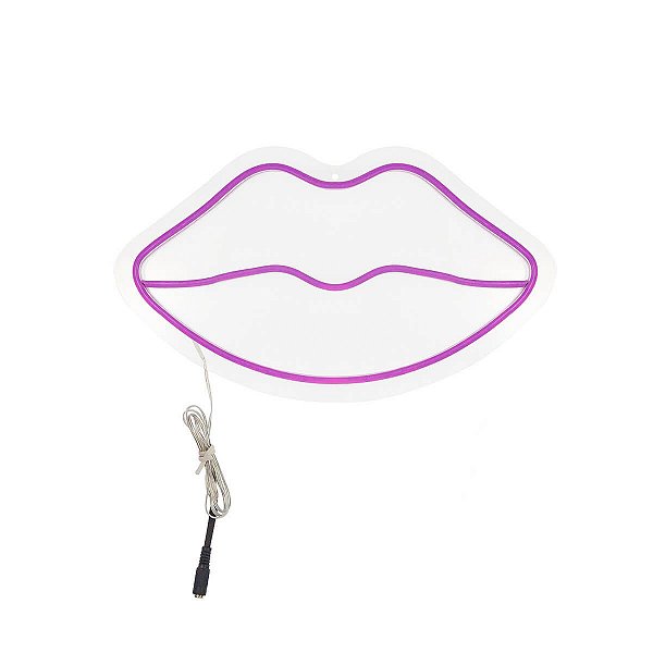 Painel Luminoso Letreiro Criativo BEIJO - Neon LED Roxo