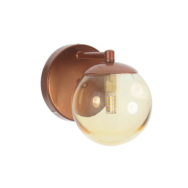 Arandela Figo BRONZE com Globo de Vidro Âmbar