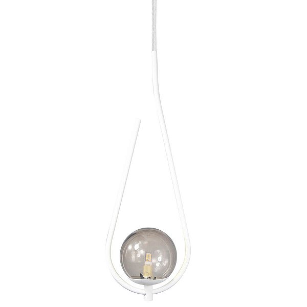 Pendente Lustre On Drop BRANCO globo de vidro FUMÊ