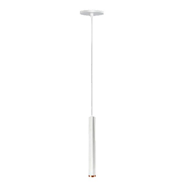 Pendente Tubo Palito 30cm - Branco com Anel Cobre
