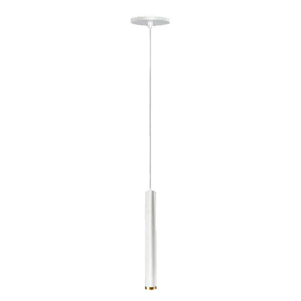 Pendente Tubo Palito 30cm - Branco com Anel Ouro