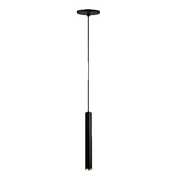 Pendente Tubo Palito 30cm - Preto com Anel Ouro