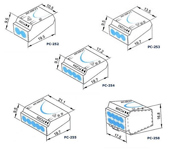 Conector Emenda Fio 0,2 a 2,5 Autotravante Push-In-3x-Cristal