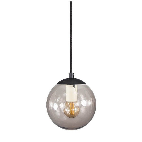 Pendente Globo Esfera de Vidro Fumê 14cm - PRETO