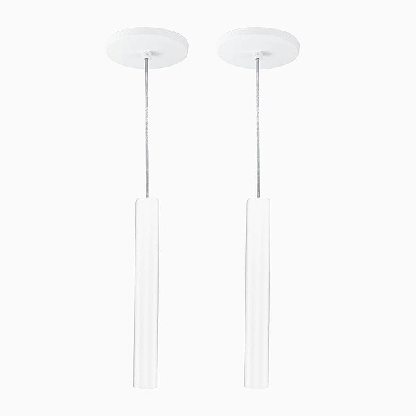 Kit 2 Pendente Tubo Palito Moderno 30cm - Branco