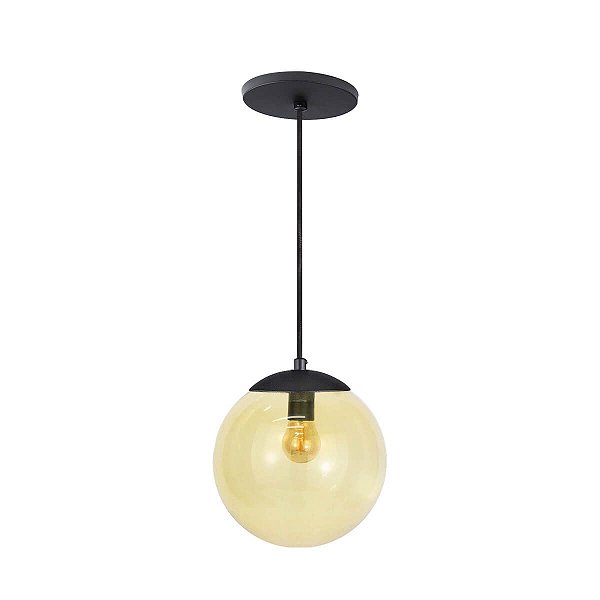 Pendente Globo Esfera de Vidro Âmbar 20cm - PRETO