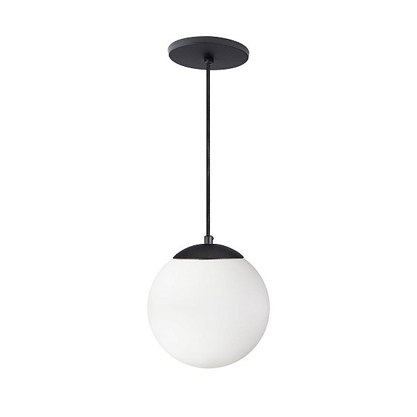 Pendente Globo Esfera de Vidro Branco Fosco 20cm - PRETO