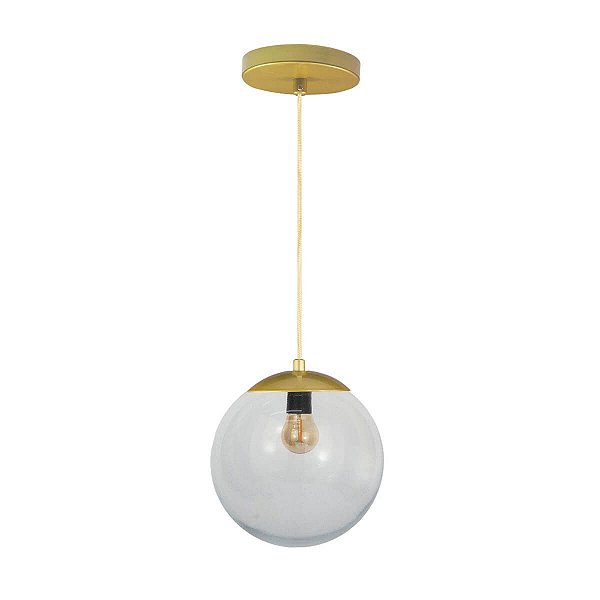 Pendente Globo Esfera de Vidro Cristal 20cm - OURO