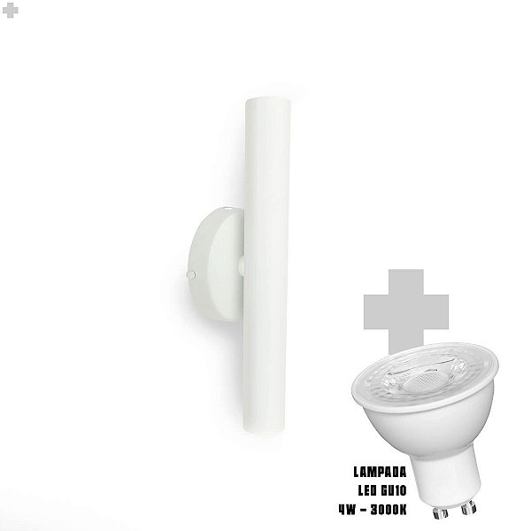 Arandela de Parede Slim Palito - Branco + LED GU10