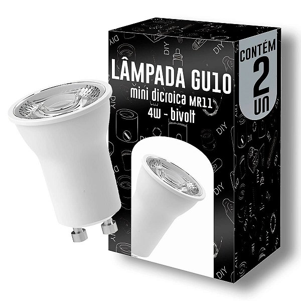 KIT 2 LAMPADAS LED MINI - MR11 - GU10 - 4W - 2700K
