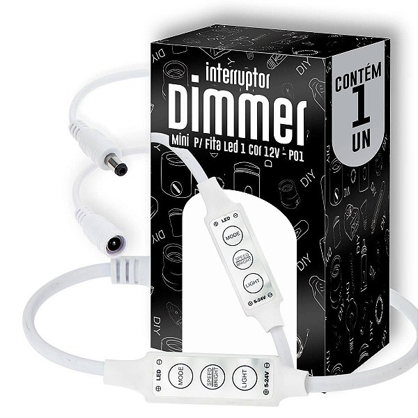 Interruptor Dimmer Mini  P/ Fita Led 1 Cor 12v - P01