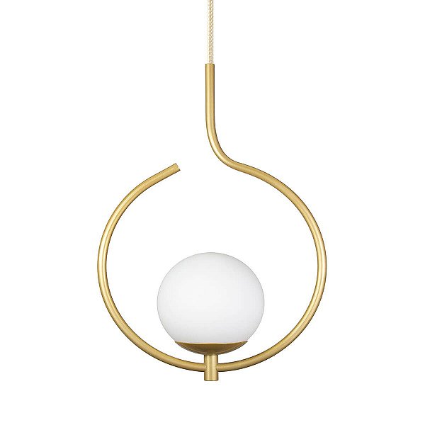 Kit 2 Pendentes On Loop DOURADO com globo de vidro BRANCO