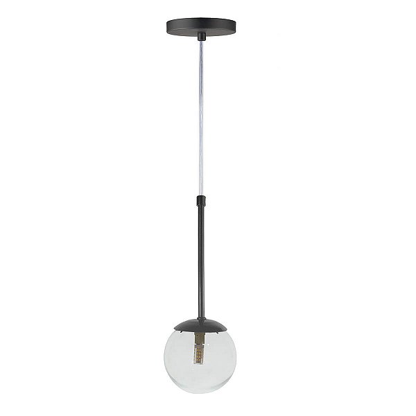 Pendente Globo Esfera de Vidro 12cm - PRETO - Vidro Cristal