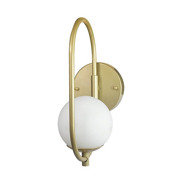 Arandela ONLINE  DOURADO Globo de Vidro BRANCO + LED 5W