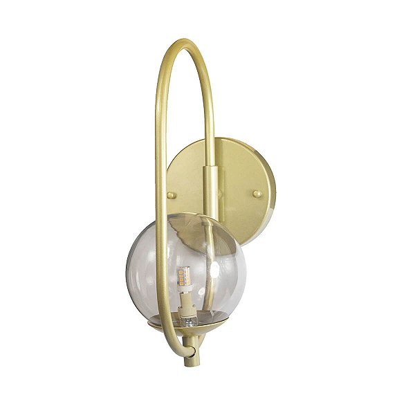 Arandela ONLINE  DOURADO Globo de Vidro FUME + LED 5W