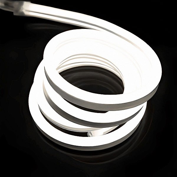 MANGUEIRA NEON LED FLEXIVEL DE SILICONE - 6x12mm 7.4w/m 12v IP68 5M - BRANCO FRIO