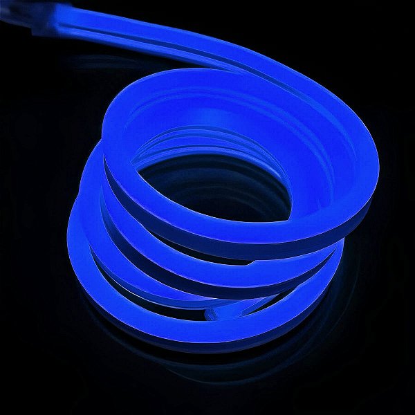MANGUEIRA NEON LED FLEXIVEL DE SILICONE - 6x12mm 7.4w/m 12v IP68 5M- AZUL