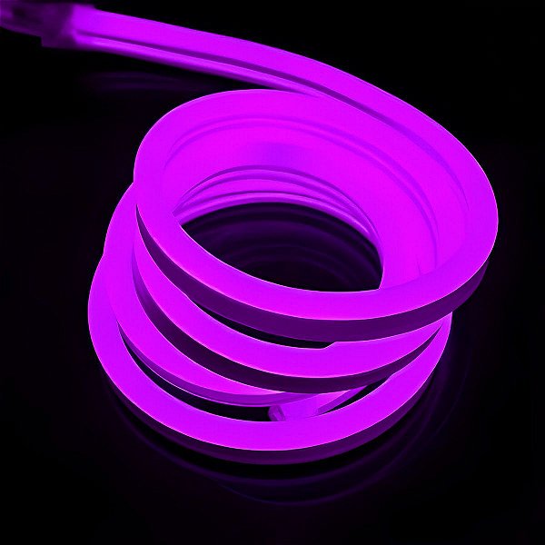 MANGUEIRA NEON LED FLEXIVEL DE SILICONE - 6x12mm 7.4w/m 12v IP68 5M- ROXO