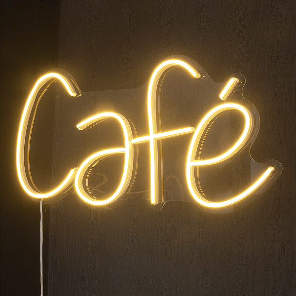Painel Luminoso Letreiro Criativo CAFE - Neon LED - BRANCO QUENTE