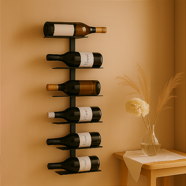 Adega De Parede Vertical Mod. 1 - Suporte p/ 6 Garrafas Vinho Mod. 01